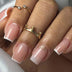 24Pcs/Set Short Fake Nails for Women Girls French Nude Square White Tips with Rhinestones Glitters Y2K Press on False Nail Art