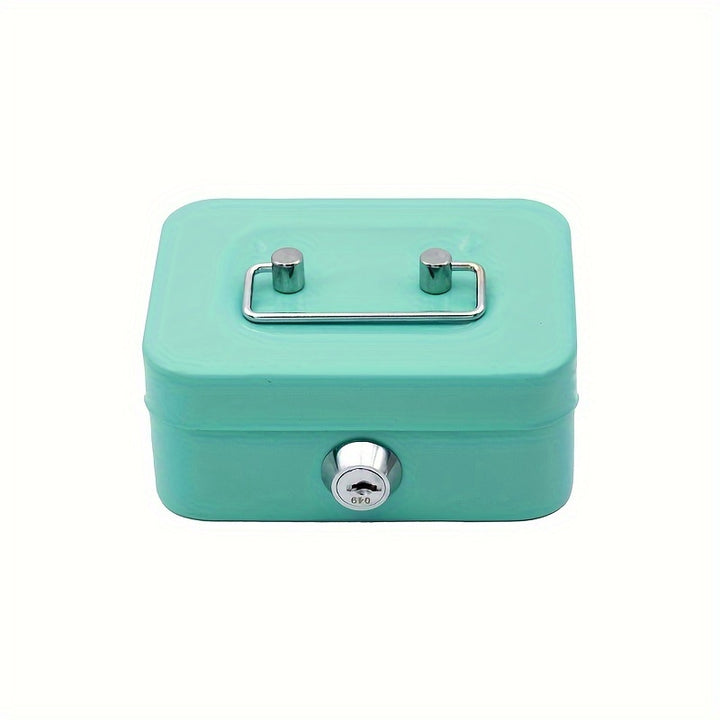 1pc Metal Cash Storage With Key Lock, Secure Metal Key-Lock Storage Box With Top Handle Holder, Adult Piggy Bank, Coin Saver, Cash Register For Daily Office Use - Total Trends Fusion