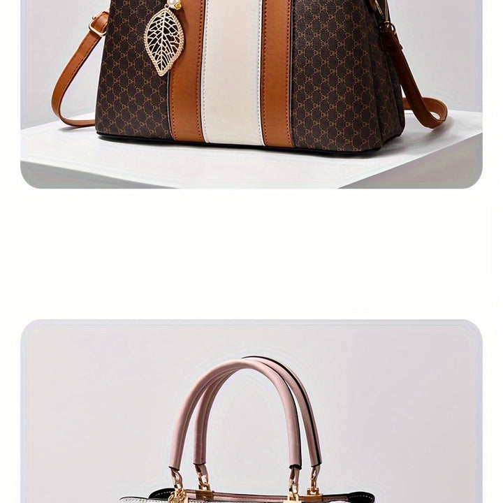 Fashionable texture and versatile large capacity printed letter handbag