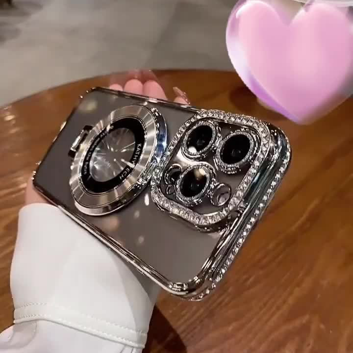Luxury Bling Glitter Ring Bracket Magnetic Plating Phone Case For IPhone 15 14 13 12 11 Pro Max 15 Plus Kickstand Shockproof Soft Back Cove Accessories Protection