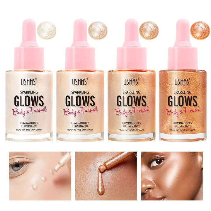 Ushas Liquid Highlighter, 4 Colors Glitter Metallic Liquid Highlighter Brightening For Face & Body For Music Festival - Total Trends Fusion