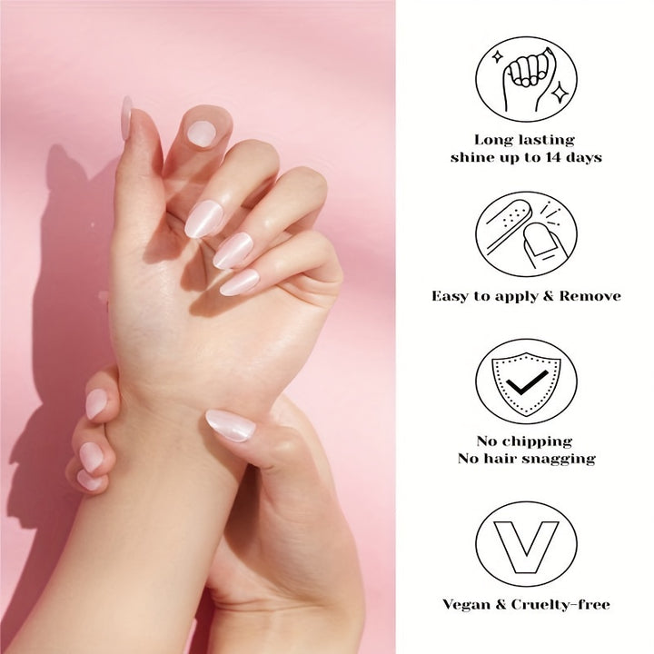 Semi Cured Gel Nail Strips, 20 pcs Gel Nail Stikers, Gel Nail Wraps Semi Cured, Salon-Quality, 2 Weeks Long Lasting - Total Trends Fusion