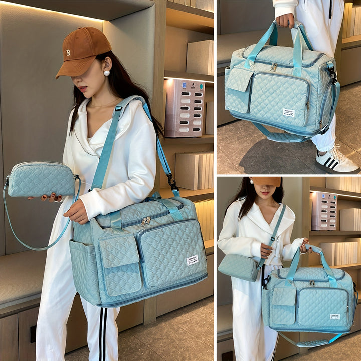 Weekender Travel Bag for Women with Shoe Compartment, Waterproof Extendable Travel Duffle Bag, Overnight Gym Tote Bag, Carry On Bag with Toiletry Bag - Total Trends Fusion