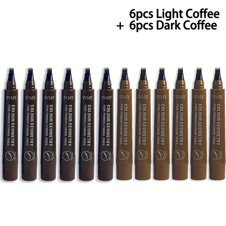 12pcs Quad Eyebrow Pen Set Waterproof Eyebrow Pen, Durable and Colorless, Exquisite Eyebrow Shape - Total Trends Fusion