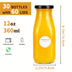 30pcs 12oz Glass Milk Bottle with Lid, 30 Milk Jars, 30 Metal Lids, and 32 Waterproof Stickers for Versatile Use, Small Reusable Vintage Glass Milk Jars Drinking Juice Bottles with 60 Lids and Waterproof Labels - Total Trends Fusion