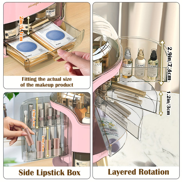 Makeup Storage Organiser with Clear Lid, Skincare Organiser Drawers Beauty Holder Cosmetic Organisers for Bathroom, DressingTable Organiser Dustproof Waterproof - Total Trends Fusion