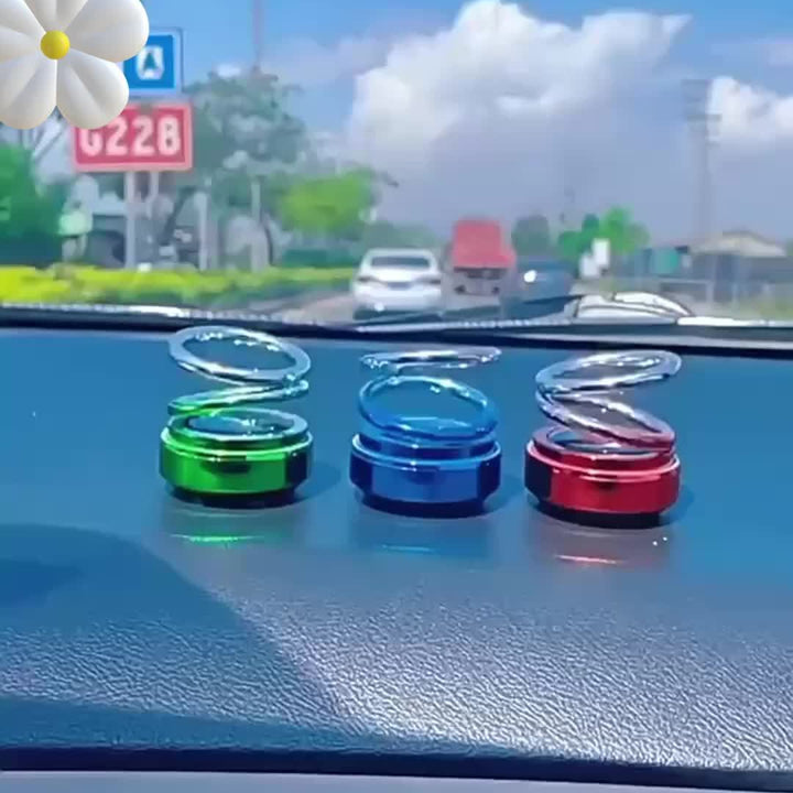 3 pcs Solar rotating double ring hanging car aromatherapy decoration Cool solar double ring hanging car perfume Refillable solar car air freshener Solar creative car perfume Creative three-piece car perfume decoration - Total Trends Fusion