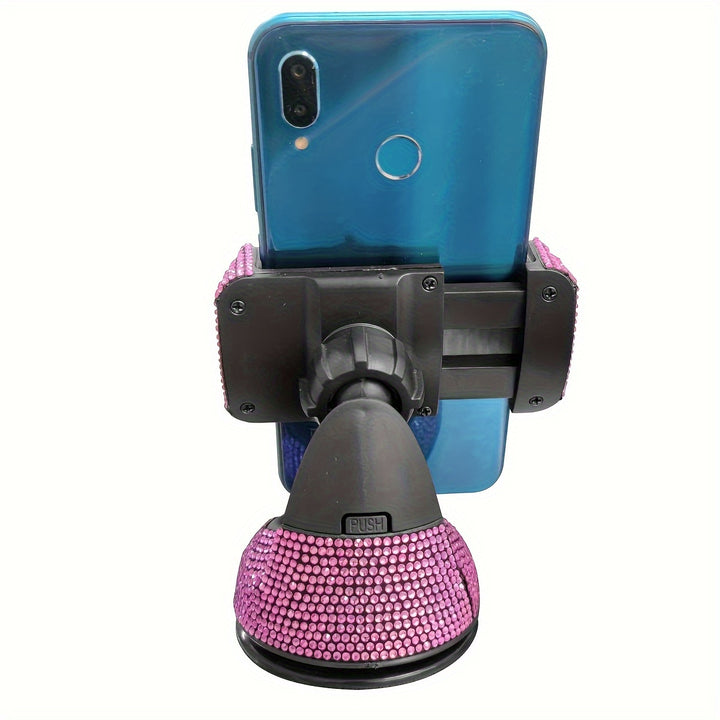 Car Phone Holder, 360 Degree Adjustable Crystal Car Dashboard Vent Mobile Phone Holder For Glass Dashboard Universal Car Phone Holder Diamond Sucker Car Suction Cup Navigation Stand - Total Trends Fusion