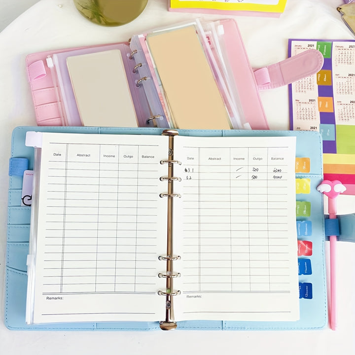 Multifunctional A6 Budget Binder with 12 Clear Zip Pockets and 12 Budget Sheets PU Cash Envelopes Portable Envelopes Organizer for Budgeting and Money Saving - Total Trends Fusion