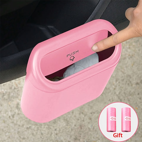 3pcs/set -1pc Trash Can + 2 Rolls Of Garbage Bags, Car Side Door Hanging Storage Box, Mini Creative Car Trash Can - Total Trends Fusion