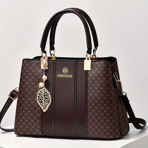Fashionable texture and versatile large capacity printed letter handbag - Total Trends Fusion