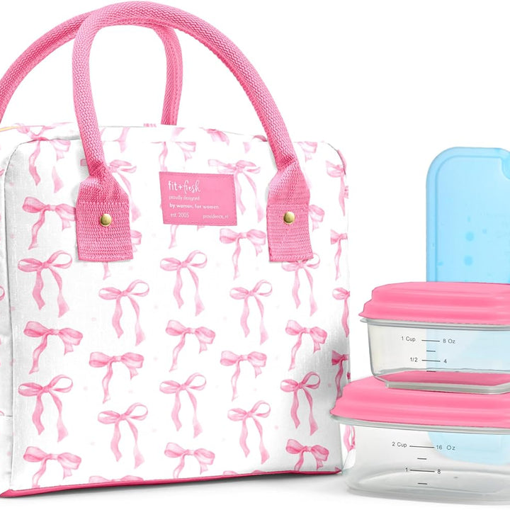 Lunch Bag for Women, Insulated Womens Lunch Bag for Work, Leakproof & Stain-Resistant Large Lunch Box for Women with Containers, Zipper Closure Bloomington Lunch Bag, Lavender Scallop