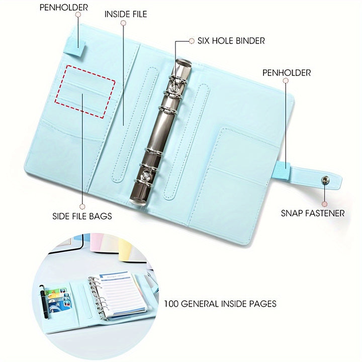 Multifunctional A6 Budget Binder with 12 Clear Zip Pockets and 12 Budget Sheets PU Cash Envelopes Portable Envelopes Organizer for Budgeting and Money Saving - Total Trends Fusion