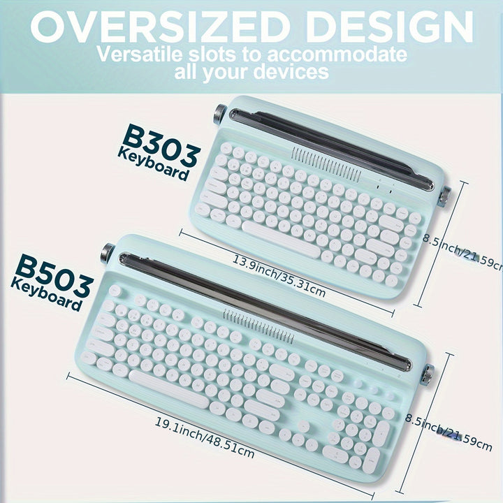 YUNZII ACTTO B503 Mint Wireless Typewriter Keyboard, Retro BT Aesthetic Keyboard With Integrated Stand For Multi-Device - Total Trends Fusion