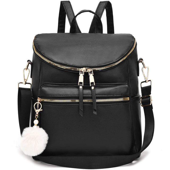 Women Fashion Backpack Purse Large Designer Travel Bag Ladies Shoulder Bags with Pompom, Backpack for College Work - Total Trends Fusion