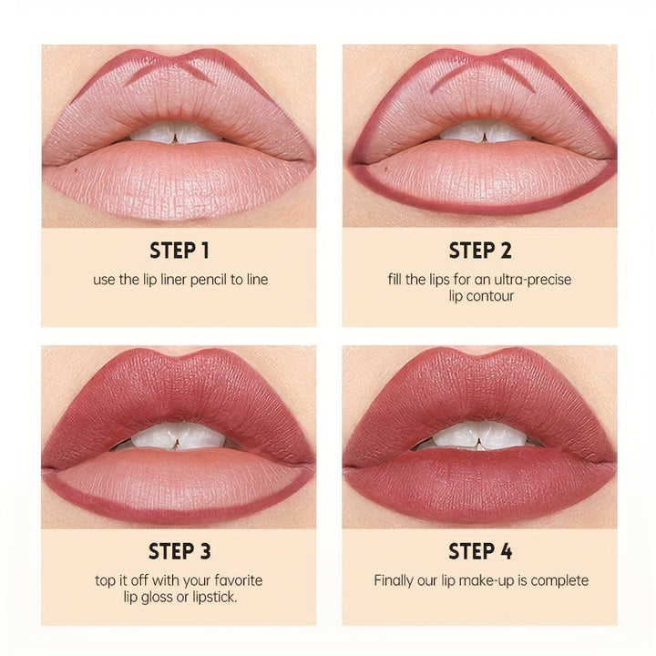 12pcs Matte Nude Lip Liner Pencil Set - Smooth, Easy to Apply, Long Lasting, Waterproof, Lip Outline Makeup Pen with Precise Tip - Total Trends Fusion