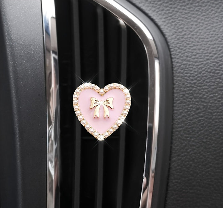 2pcs Love Heart Shaped Car Air Outlet Aromatherapy Diffuser Clips, Car Air Conditioner Decoration Clips, Car Interior Decoration Accessories