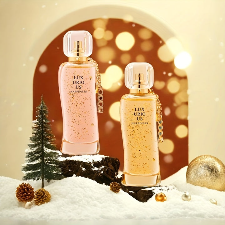 Luxe URO Eau De Parfum for Women - Golden Enchantment & Pink Blossom, Floral & Fruity Fragrance with Alcohol, Ideal Christmas Gift, 5-15% Essence Concentration, in Festive Packaging