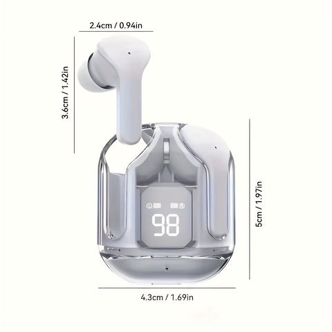 Wireless Earbuds Transparent Fashion ENC Noise Canceling Earbuds Wireless Headset Clear Voice Calls, USB Charging - With Cleaning Pen