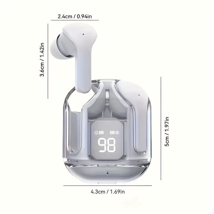 Wireless Earbuds Transparent Fashion ENC Noise Canceling Earbuds Wireless Headset Clear Voice Calls, USB Charging - With Cleaning Pen