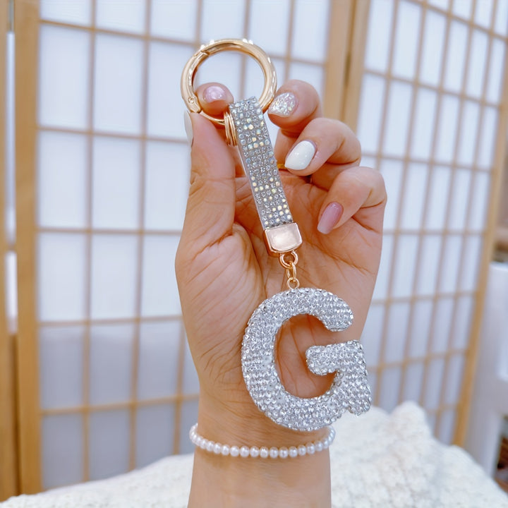 Sparkling Rhinestone Alphabet Keychain - Lucky Crystal Pendant, Shiny Alloy Charm For Bags & Backpacks - Perfect Gift For Birthdays & Special Occasions - Total Trends Fusion