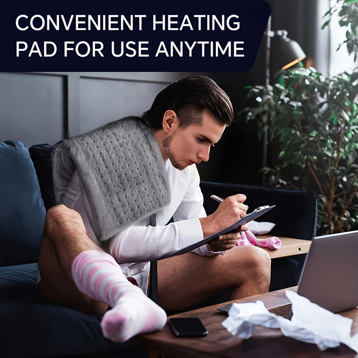 King Size Heating Pad For Back - 4 Heat Levels Up To 150°F & 2-Hour Auto-Off, 12x24 Inch, Soft Flannel, Machine Washable, Heat Pad For Neck & Shoulder, Knee, Leg, Electric Heating Pad - Gift For Men, Mom & Dad - Total Trends Fusion