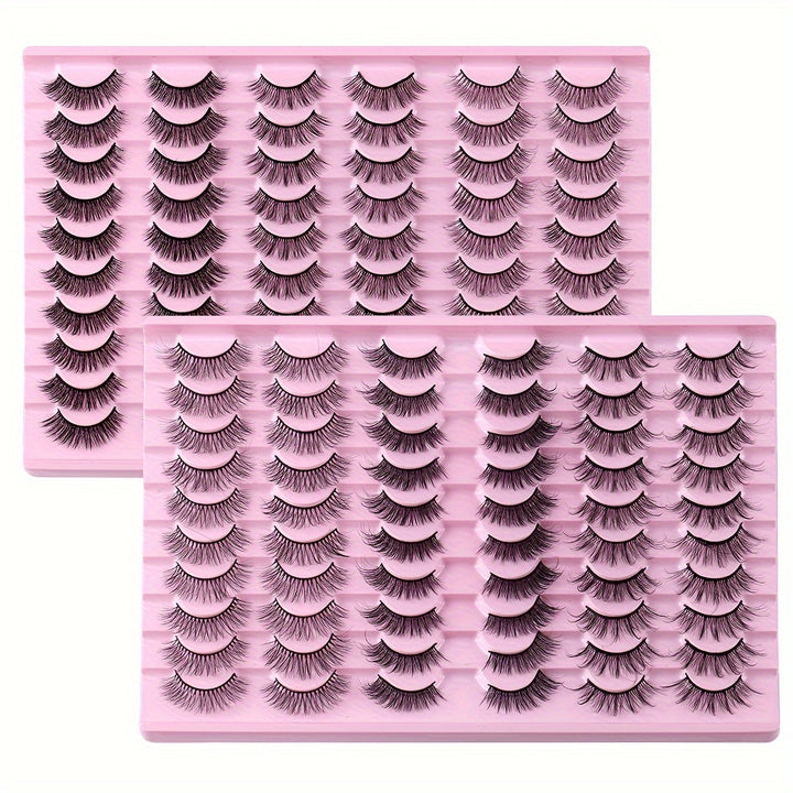 30 Pairs of Luxurious Wispy Lashes - Natural 3D/4D Volume, Fluffy, Soft, Lightweight, Reusable, Easy to Apply Fake Eyelashes Pack for Makeup - Synthetic, 8mm-14mm Length, Versatile 3 Styles - Total Trends Fusion