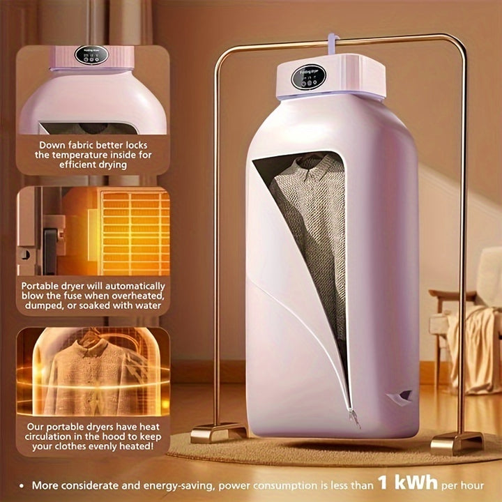Portable Clothes Dryer, Mini Dryer Machine With Timing Function Equipped - Compact And Convenient Drying Solution For Apartment, Dorm, RV - Quick And Easy To Use Compact Dryer Machine With Dryer Bag For Delicate Garments - Total Trends Fusion