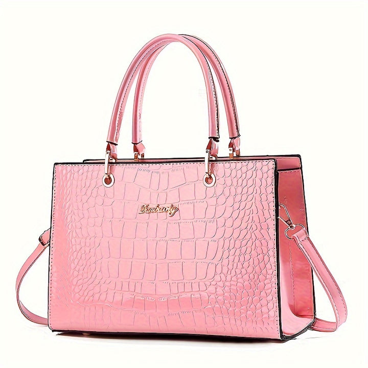 Chic Crocodile-Pattern Shoulder Bag for Women: Elegant, Versatile with Secure Zipper, Polyester-Lined Messenger Bag for Every Occasion - Total Trends Fusion
