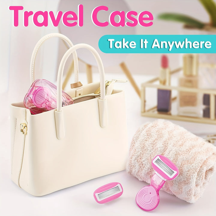Mini Razors For Women, Extra Smooth On The Go Razor With 1 Handle + 1 Blade Refills + 1 Travel Case, Portable Body Razor For Shaving And Hair Removal - Total Trends Fusion