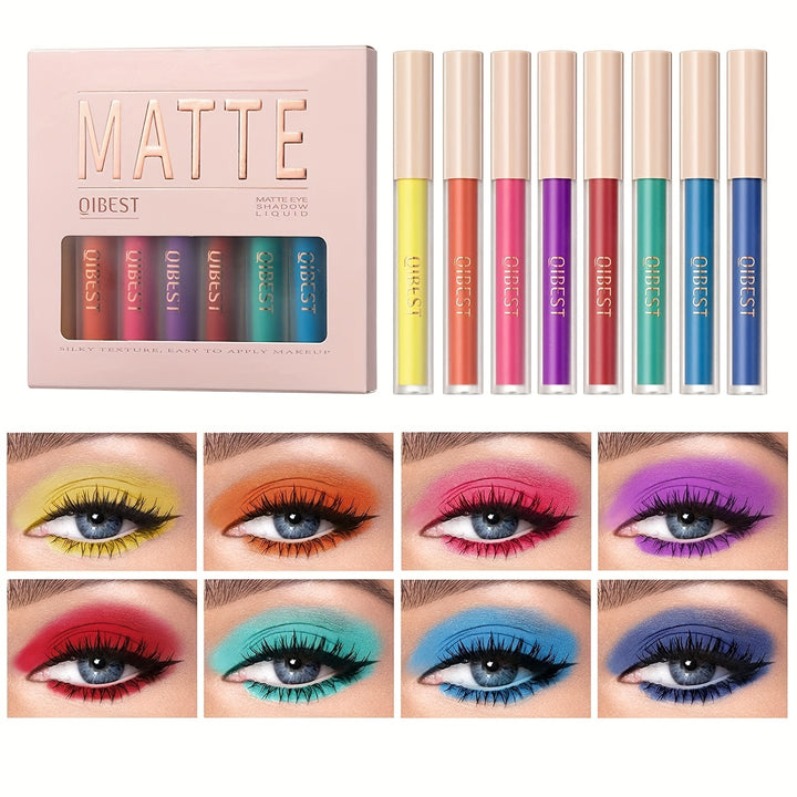 "8-Color Waterproof Liquid Eyeshadow Set | Fast-Drying & Long-Lasting Makeup"