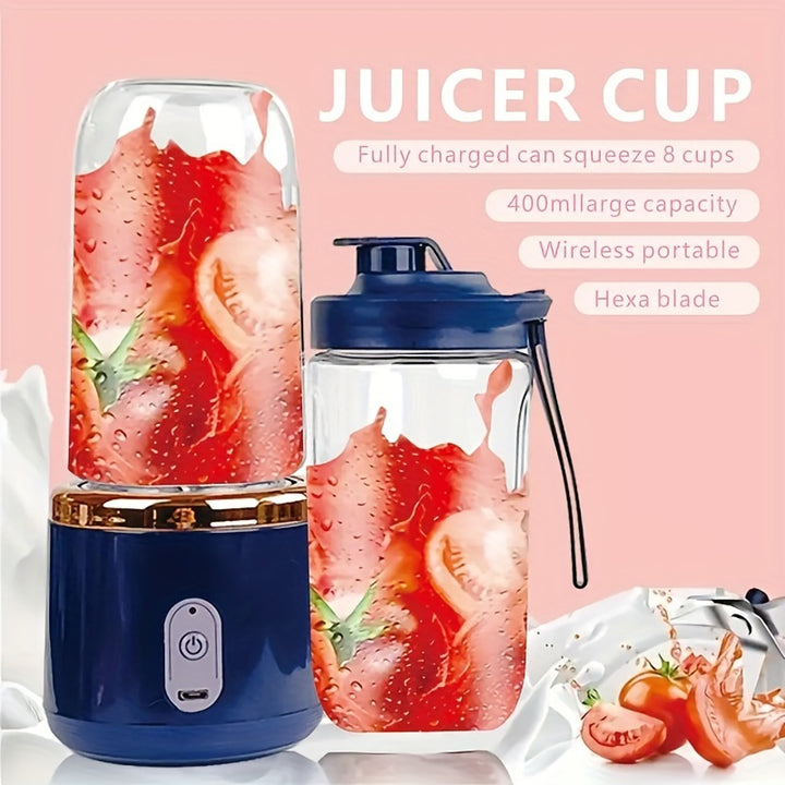 A set of 13.4OZ dual cup portable small rechargeable juice cups for home customization and multifunctional juice cups - Total Trends Fusion