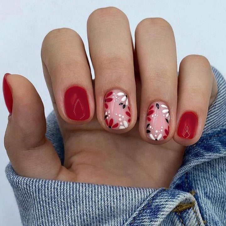 French Tip Press on Nails Short Square Fake Nails with Leopard Print French Bow Designs Nude Glue on Nails Press Ons Glossy False Nails Reusable Cute Stick on Nails for Women 24 Pcs