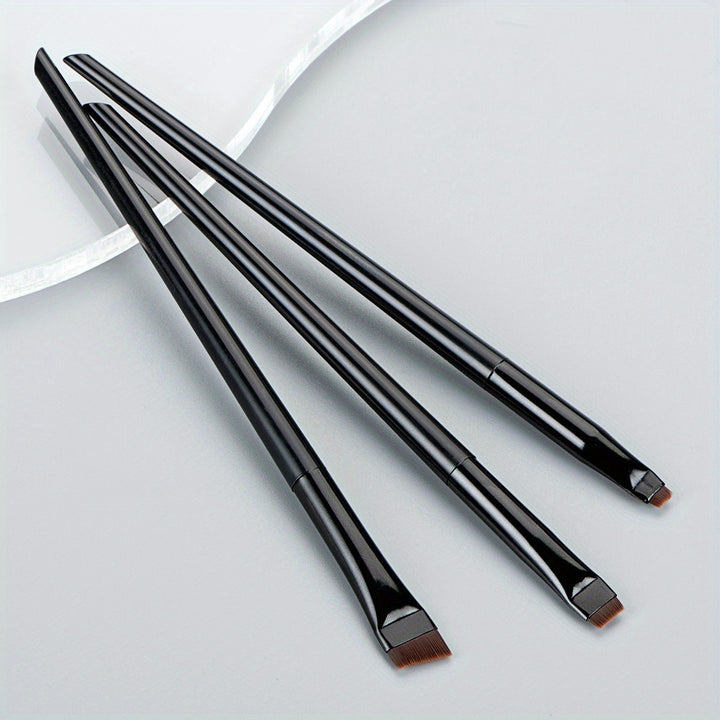 3Pcs Ultra-Thin Eyebrow Brush Set - Angled Precision Eyeliner Makeup Brushes, Synthetic Bristles Slanted Eye Brow Tinting Kit - Total Trends Fusion