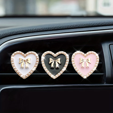 2pcs Love Heart Shaped Car Air Outlet Aromatherapy Diffuser Clips, Car Air Conditioner Decoration Clips, Car Interior Decoration Accessories - Total Trends Fusion