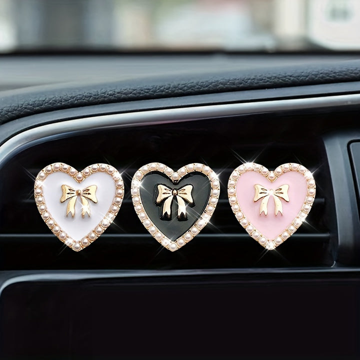 2pcs Love Heart Shaped Car Air Outlet Aromatherapy Diffuser Clips, Car Air Conditioner Decoration Clips, Car Interior Decoration Accessories - Total Trends Fusion