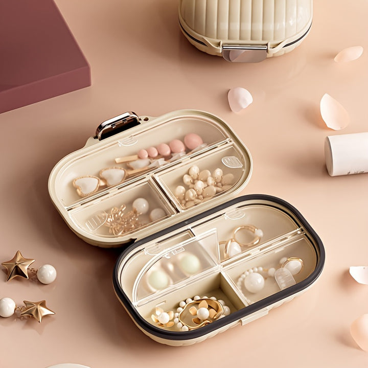 Portable sealed seven-compartment pill storage box, can record time divided into large and small two models. Can be used as fish oil, vitamins, pills storage box. Travel Pill Box - Total Trends Fusion
