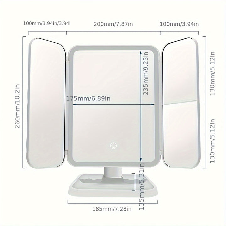 Makeup Mirror with 78 LED Lights, Two Power Supply Modes, Adjustable Touch Screen and 1x/2x/3x Magnification Tri-Fold Vanity Mirror, Gift for Women-pink - Total Trends Fusion