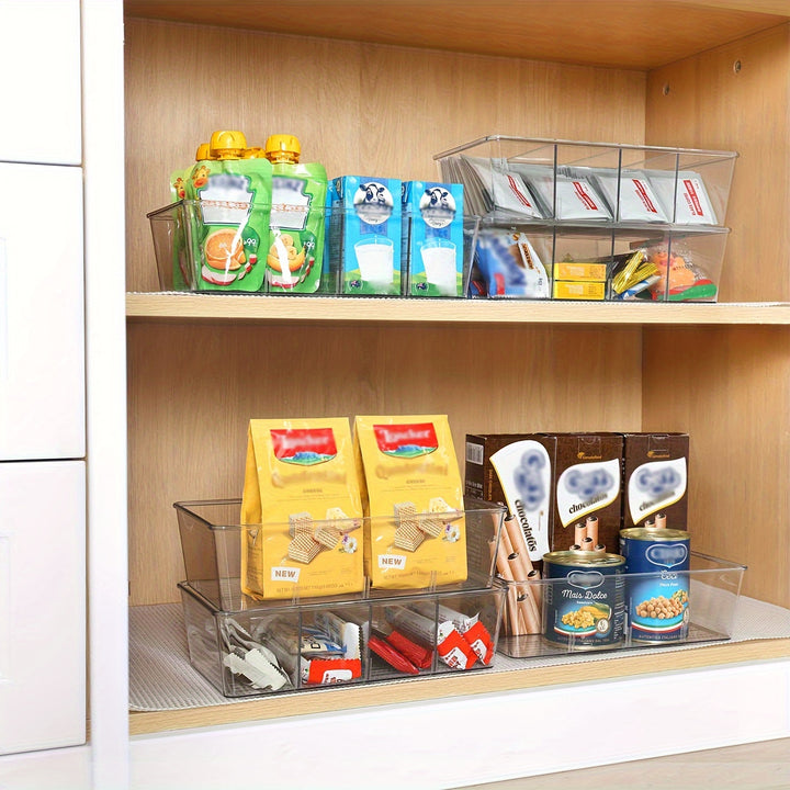 6 Packs Snack Organizers, Pantry Organizer and Storage, Clear Food Storage Organizer Bins, Plastic Fridge Organizer and Cabinet Organizer for Kitchen, Condiment, Pouches Food, Packets Spices - Total Trends Fusion