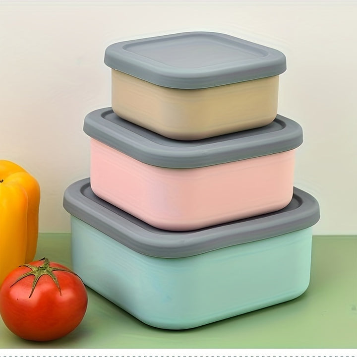 3pcs Silicone Food Storage Set - Microwave & Freezer Safe, Perfect for Lunch Boxes, Baking, and Outdoor Camping - Total Trends Fusion