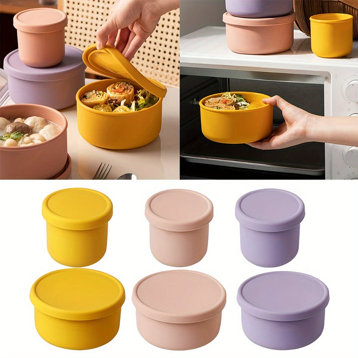 Versatile Silicone Fresh-Keeping Box - BPA-Free, Microwave & Freezer Safe, Perfect for Fruits, Vegetables, and Lunches - Round Kitchen Storage Container with Flip-Top Lid - Total Trends Fusion