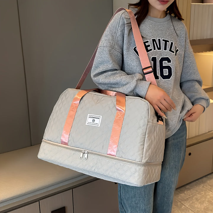 Lightweight Argyle Pattern Luggage Bag, Large Capacity Travel Duffle Bag, Portable Overnight Bag - Total Trends Fusion