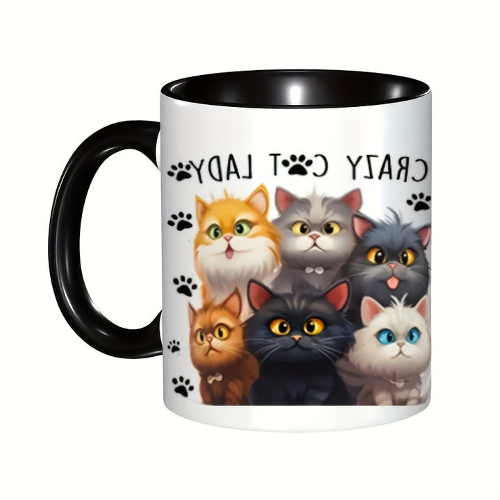 11oz Crazy Cat Lady White Ceramic Coffee Mug, Tea Cup - Dishwasher & Microwave Safe - Birthday Gift, Holiday Gift, Gift For Her, Halloween