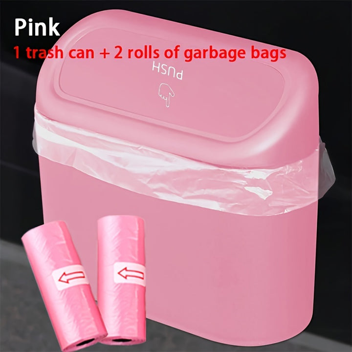 3pcs/set -1pc Trash Can + 2 Rolls Of Garbage Bags, Car Side Door Hanging Storage Box, Mini Creative Car Trash Can - Total Trends Fusion