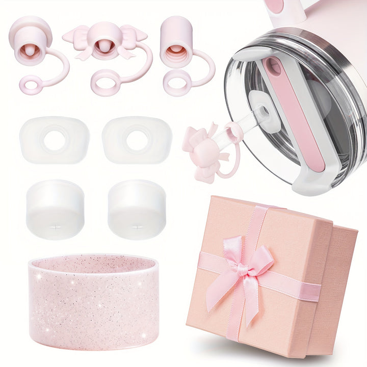 Spill Stoppers Set For Stanley Cup Accessories 8PCS With Gift Box, 3 Silicone Straw Cover Caps, 4 Leak Stoppers, 1 Boot For Stanley Accessories 40oz 30oz Tumbler, Birthday Gifts For Girls Women Mom - Total Trends Fusion