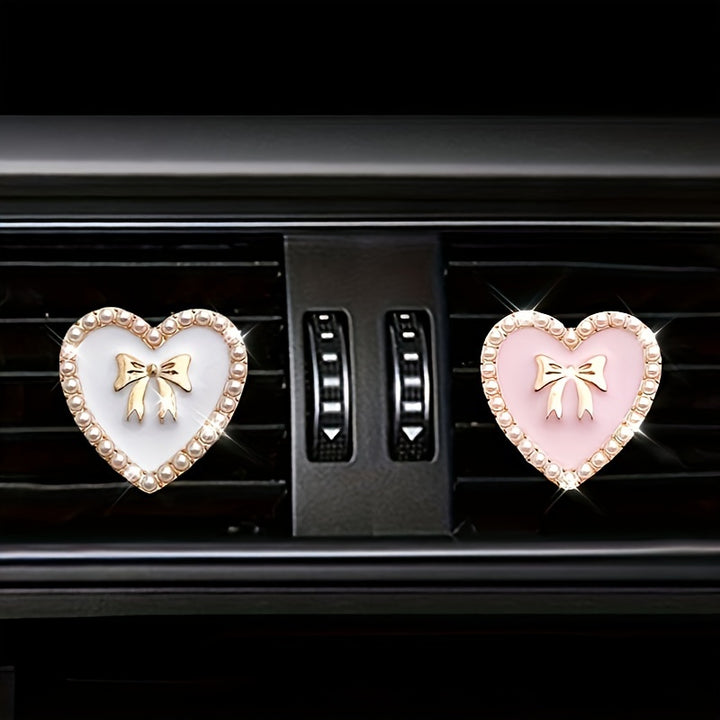 2pcs Love Heart Shaped Car Air Outlet Aromatherapy Diffuser Clips, Car Air Conditioner Decoration Clips, Car Interior Decoration Accessories - Total Trends Fusion