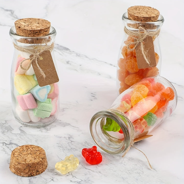 12pcs 3.4oz Small Glass Jars with Lids, 100ml Candy Jars Potion Bottles with Cork, Herb Jars, Milk Bottles, Mini Jars Set for Party Wedding Favors Halloween Décor, 2x4 inches - Total Trends Fusion