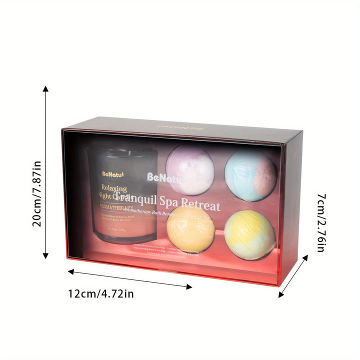 4/Set Bath Soak Bath Salt Pinball And Aromatherapy Candle, Dry Skin Moisturizing Exfoliator, Soak Bath Salt Ball, Bubble Ball Perfect For Lather And Bath, Have Better Sleep, Ideal Gift Choice