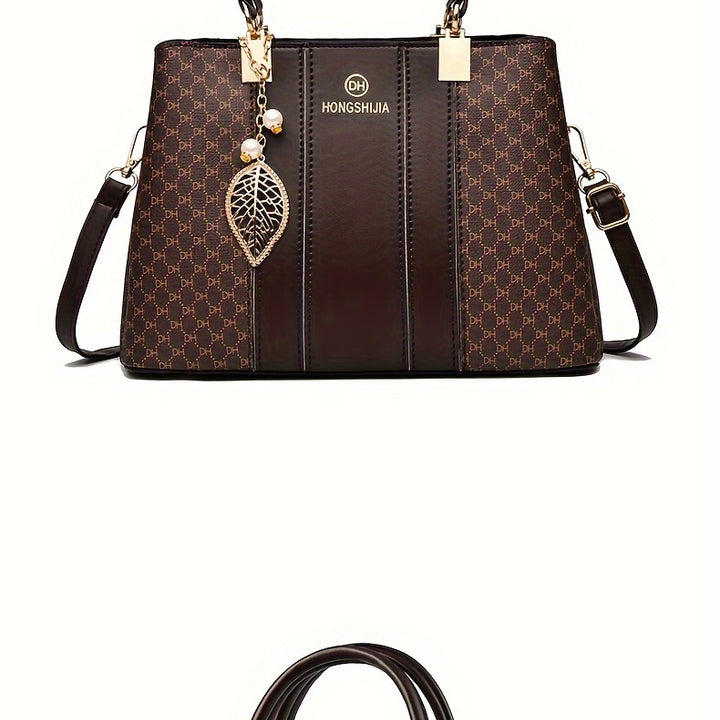 Fashionable texture and versatile large capacity printed letter handbag