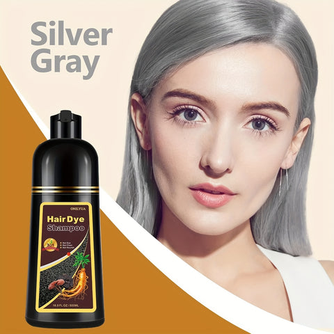 3-in-1 Silver Gray Hair Dye Shampoo - Natural Root Touch-Up, Grey Hair Coverage for Women & Men, Lasts Up to 3 Weeks, Pure Plant Bubble Formula for All Hair Types, Gentle, Ammonia-Free, Cruelty-Free, Vegan-Friendly - Total Trends Fusion